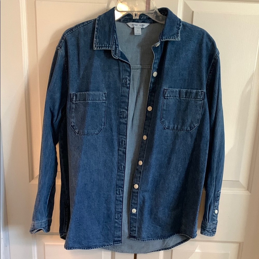 Old Navy Blue Casual Button Down “boyfriend” Shirt Relaxed Fit